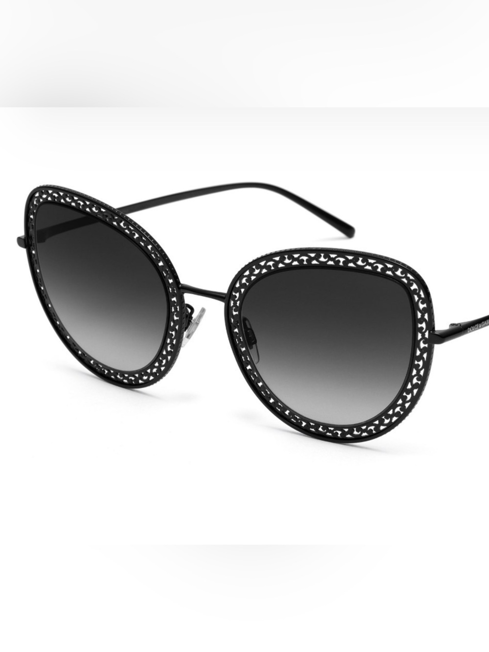 Dolce & Gabbana 2226 Black Laser-Cut Round Sunglasses